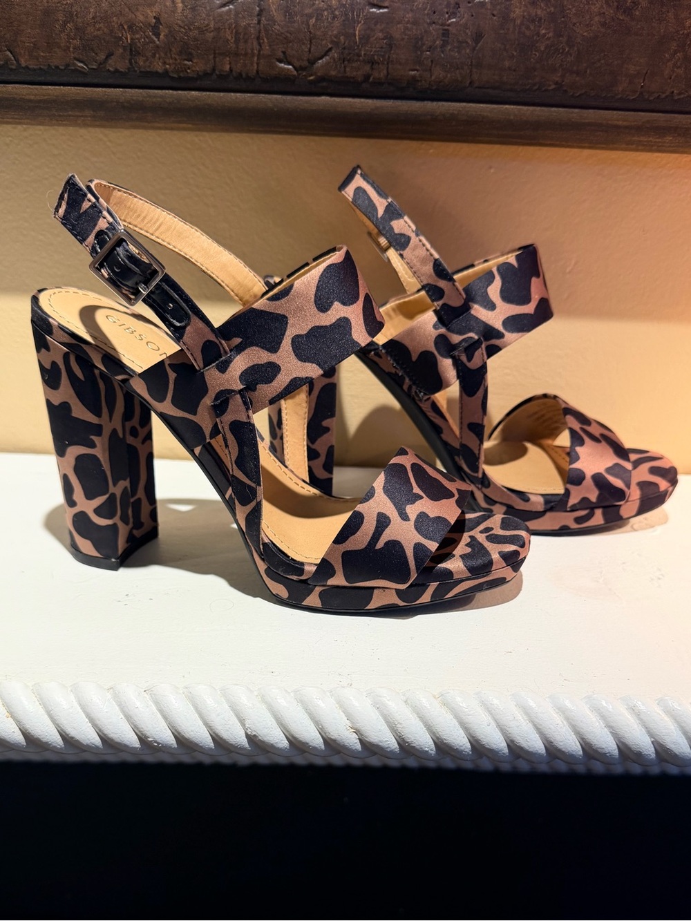Leopard Print Platform Block Heel Sandals